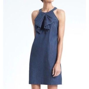 Banana Republic Pleated Bow Denim Dress